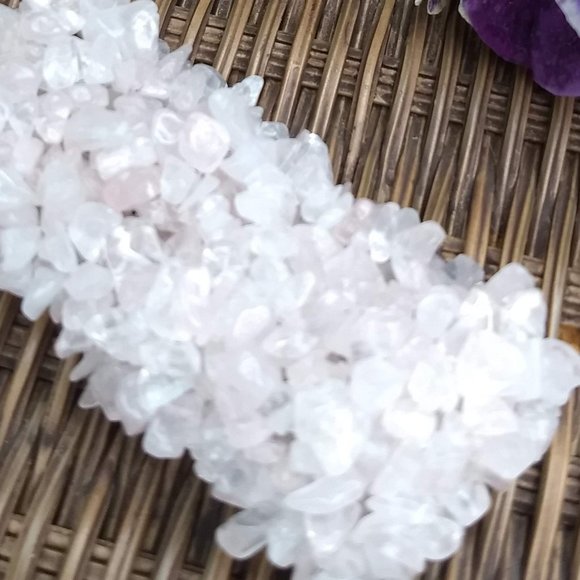 vintage y2k 00s hand made pink quartz stretchy cuff bracelet #1 - Picture 5 of 7